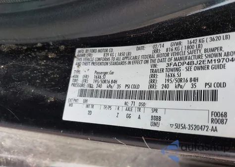2014 Ford Fiesta Se from USA, damaged, VIN 3FADP4BJ2EM197046
